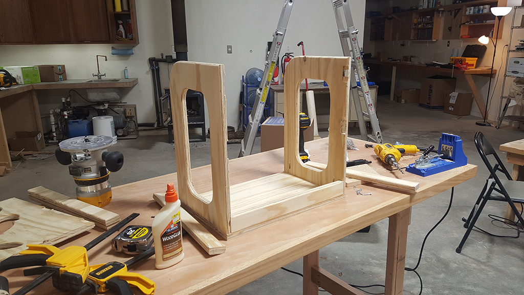 the top part of a step stool, partially assembled